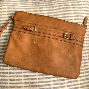 Merona large brown wristlet